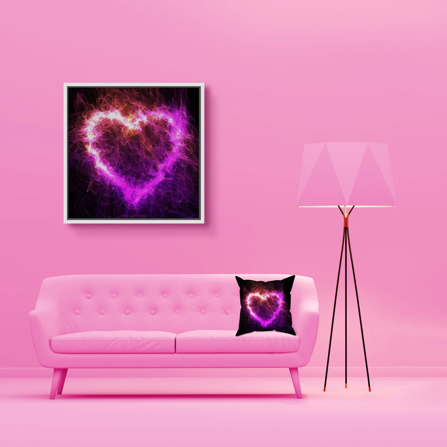 Burning love framed canvas