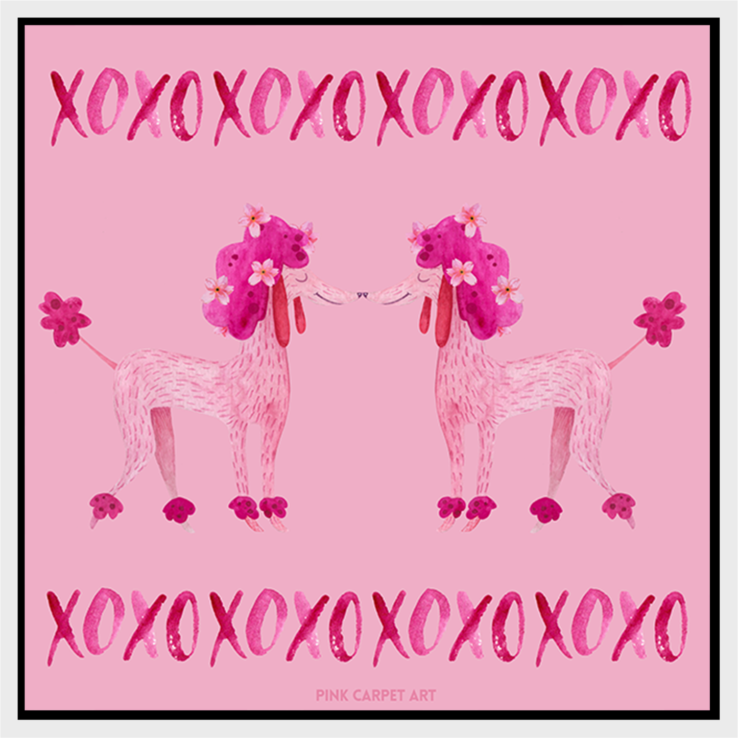XOXO poodle framed canvas