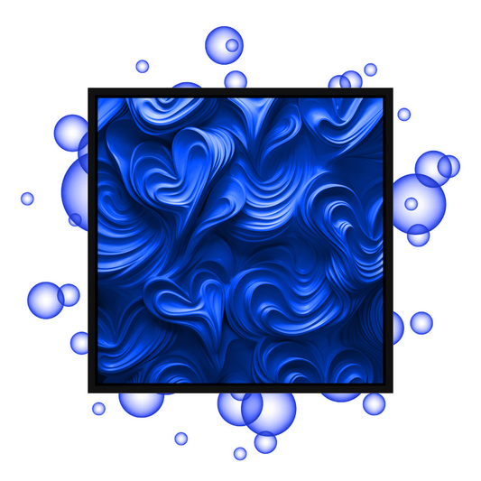 Love goop blues framed canvas