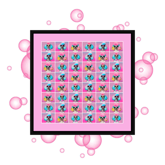 Poodle parade framed canvas