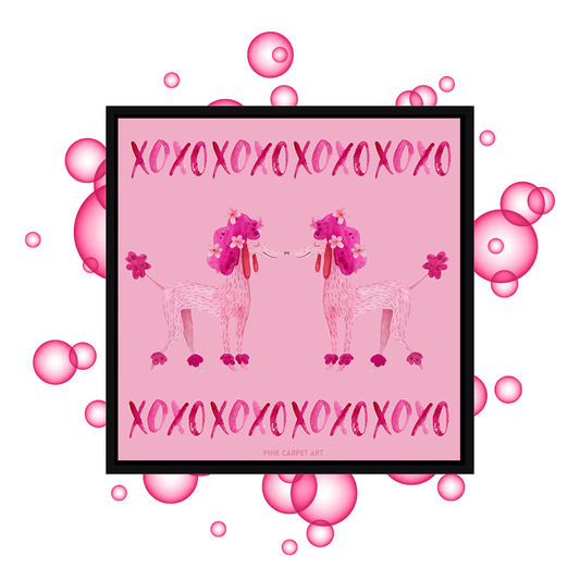XOXO poodle framed canvas